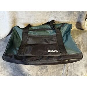 Wilson Sports Duffel Bag Gym Travel Shoulder Strap Green Black Logo‎ Tennis